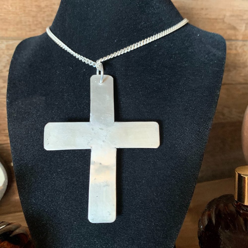 Rustic Turquoise And Silver Cross - image 3